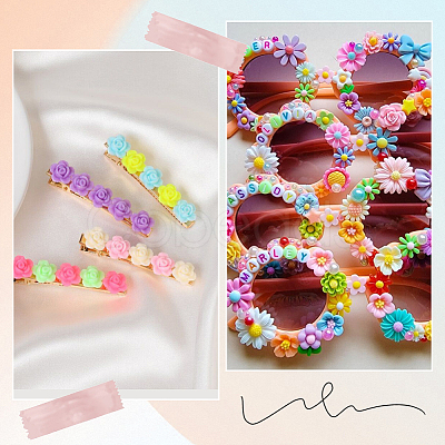 200Pcs 8 Styles Opaque Resin Decoden Cabochons RESI-SP0001-32-1