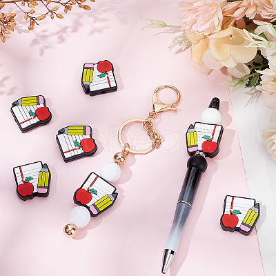 12Pcs Teachers' Day Food Grade Silicone Focal Beads SIL-SC0001-82-1