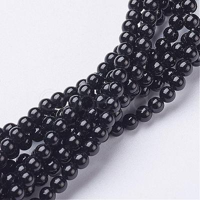 Natural Black Onyx Round Beads Strands GSR3mmC097-1
