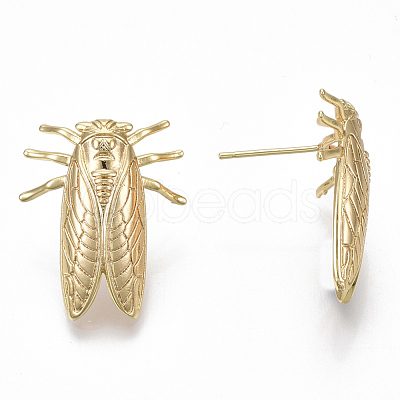 Brass Earring Findings KK-S356-052G-NF-1