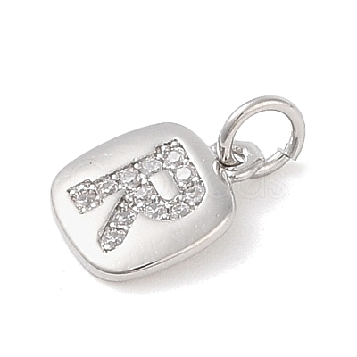 Rack Plating Brass Micro Pave CLear Cubic Zirconia Charms KK-E110-14P-R-1