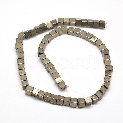 Cube Natural Pyrite Beads Strands G-I126-17-10x10mm-1