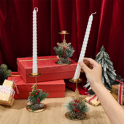 3Pcs 3 Styles Christmas Theme Iron & Plastic Candle Holder AJEW-OC0014-47-1