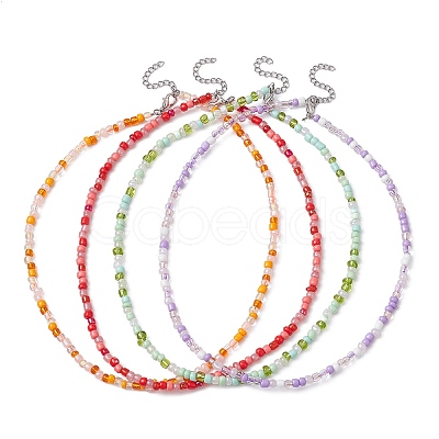 Glass Seed Beaded Necklace NJEW-JN04493-1