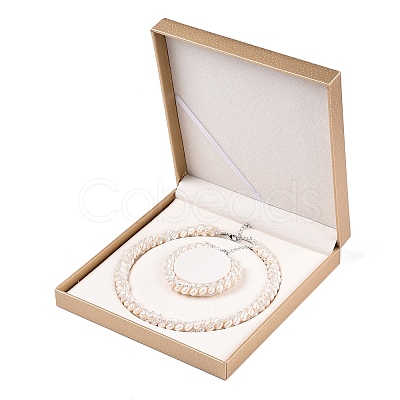 Natural Cultured Freshwater Pearl Beads Necklaces & Bracelets Jewelry Sets SJEW-N039-01-1