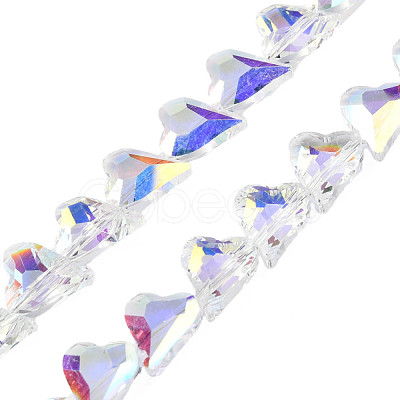 Electroplate Transparent Glass Beads Strands EGLA-N002-44-01-1