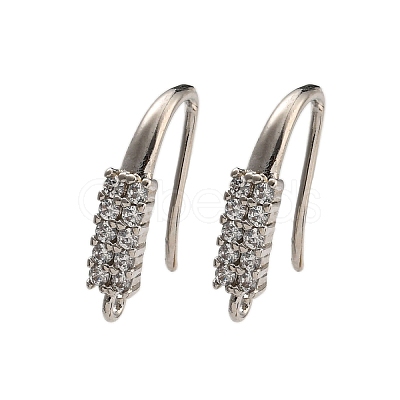 Rack Plating Brass Pave Cubic Zirconia Earring Hooks KK-O143-17P-1