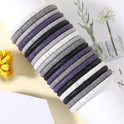Polymer Clay Heishi Surfer Stretch Bracelets Set BJEW-SW00124-1