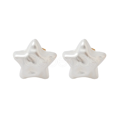 304 Stainless Steel Plastic Imitation Pearl Stud Earrings EJEW-R030-01G-03-1