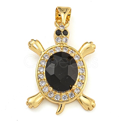 Tortoise Rack Plating Brass Micro Pave Cubic Zirconia Charms KK-G513-78A-03G-1