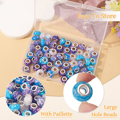 60Pcs 6 Colors Transparent Resin Rondelle European Beads RESI-TA0004-89-1