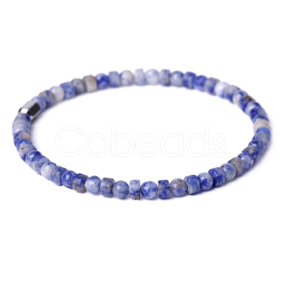 Natural Blue Spot Jasper Beads Stretch Bracelets for Women Men PW-WG6A9BA-05-1