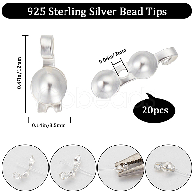 Beebeecraft 20Pcs 925 Sterling Silver Bead Tips STER-BBC0005-40S-1