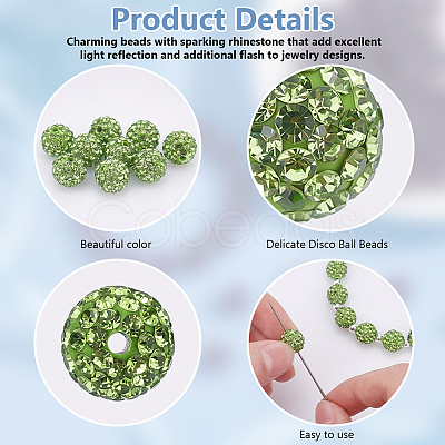 100Pcs Polymer Clay Pave Rhinestone Beads RB-OC0001-09-1