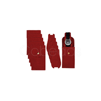 Rectangle Velvet Single Watch Storage Bag with Flip Cover ABAG-WH0038-59-1