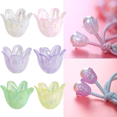 600Pcs 6 Colors Acrylic Bead Caps OACR-SP0001-59-1