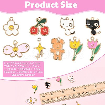 36Pcs 9 Styles Alloy Enamel Pendants ENAM-FS0004-31-1
