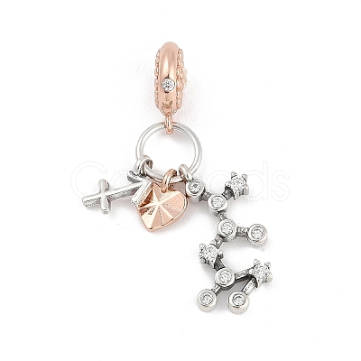 Brass Pendants with Cubic Zirconia European Beads LS-KK-Q015-01K-1