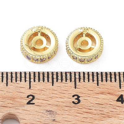 Brass Micro Pave Cubic Zirconia Beads KK-A189-17G-1