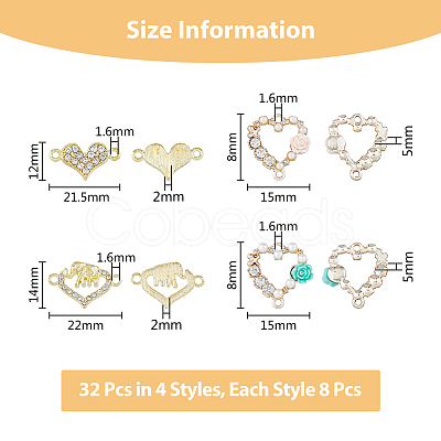32Pcs 4 Styles Alloy Crystal Rhinestone Connector Charms FIND-DC0003-53-1