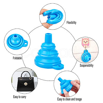 Portable Foldable Silicone Funnel Hopper AJEW-PH0017-49-1