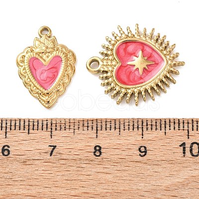 5Pcs 304 Stainless Steel Enamel Pendants STAS-P432-03A-G-1