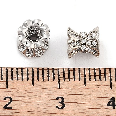 Brass Micro Pave Clear Cubic Zirconia Beads KK-P271-39A-02-1