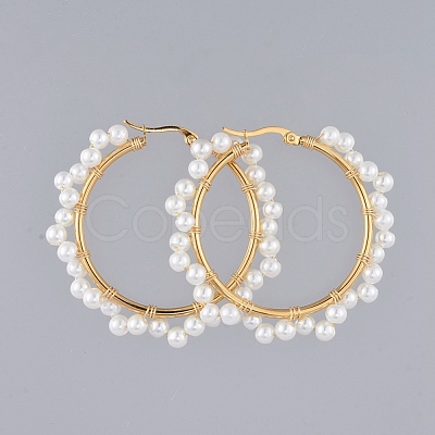 Beaded Hoop Earrings EJEW-JE03803-1