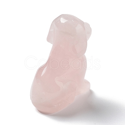 Natural Rose Quartz Carved Healing Dog Figurines DJEW-F025-01E-1