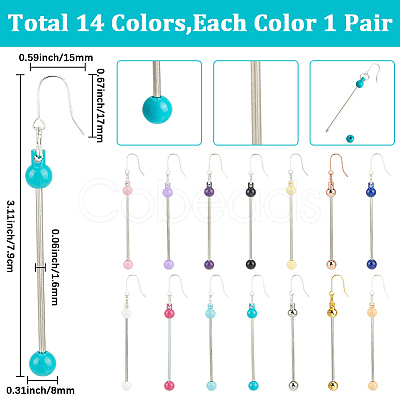 15Pairs 15 Colors Iron & 201 Stainless Steel Dangle Earring Findings EJEW-SC0010-92-1