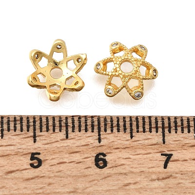 Brass Micro Pave Clear Cubic Zirconia Bead Caps KK-G600-21G-1