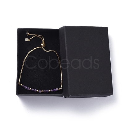 Adjustable Natural Amethyst Slider Bracelets BJEW-JB04929-04-1
