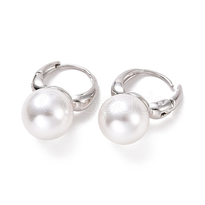 Plastic Pearl Hoop Earrings EJEW-A072-15P-1