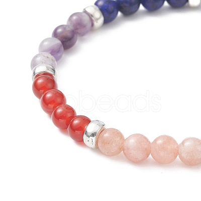 Natural Mixed Gemstone Round Beaded Stretch Bracelets BJEW-JB09399-1