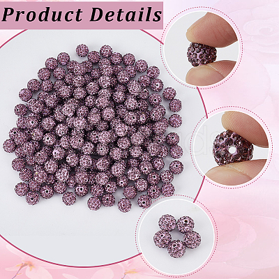 200Pcs Pave Disco Ball Beads RB-PA0001-11F-1