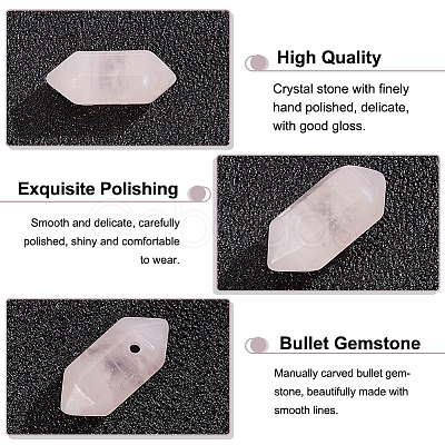 Olycraft Natural Rose Quartz Double Terminal Pointed Pendants G-OC0004-05C-1