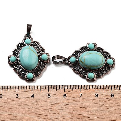 Synthetic Turquoise Rhombus Pendants G-K363-02R-18-1