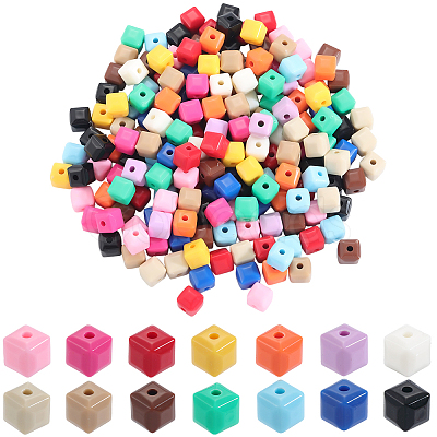 280Pcs 14 Colors Opaque Acrylic Beads MACR-SC0001-99-1
