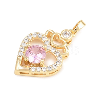 Valentine's Day Brass Micro Pave Cubic Zirconia Pendants KK-T086-01F-1