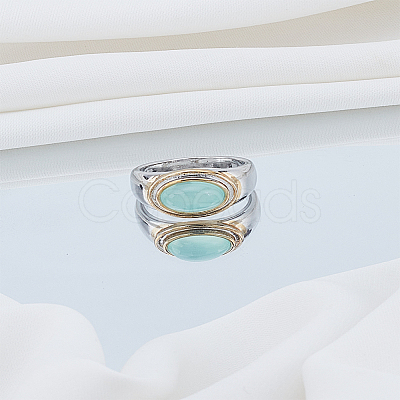 1Pc Oval Brass Cat Eye Finger Rings RJEW-LP0008-25-1