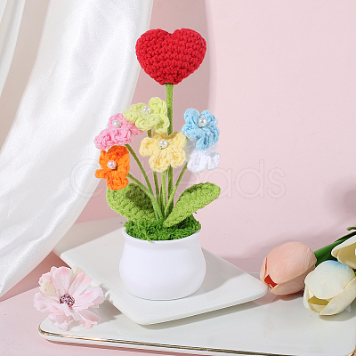 1Pc Hand Knitted Potted Plants Crochet Flower DJEW-SC0001-15D-1