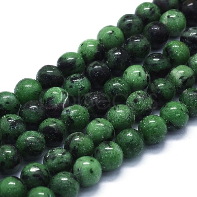 Natural Ruby in Zoisite Beads Strands G-E561-12-10mm-1