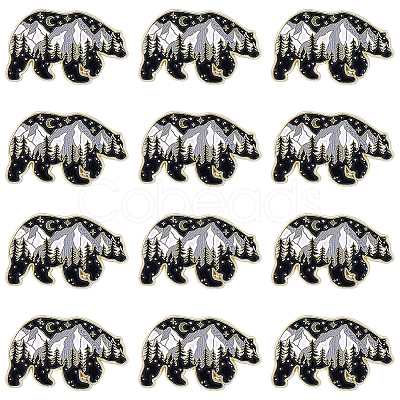 12Pcs Alloy Enamel Brooches JEWB-WR0001-13-1