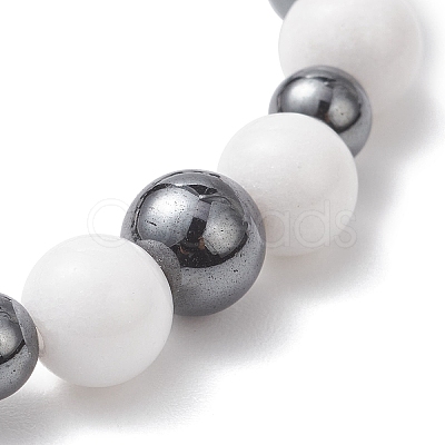 Natural Mashan Jade & Non-Magnetic Synthetic Hematite Beaded Stretch Bracelets for Women BJEW-JB13138-1