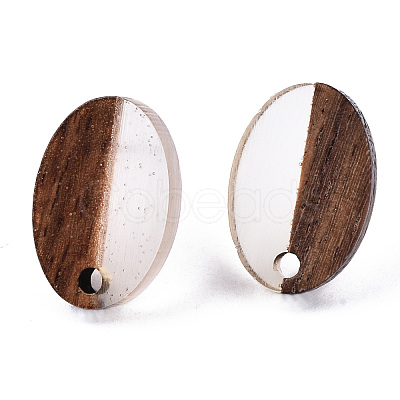 Resin & Walnut Wood Stud Earring Findings MAK-N032-004A-A01-1