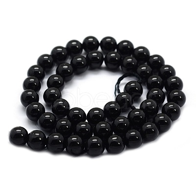 Natural Black Tourmaline Beads Strands G-G763-01-4mm-AB-1