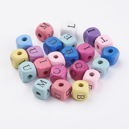 Natural Wood Printed Beads WOOD-Q030-37-1