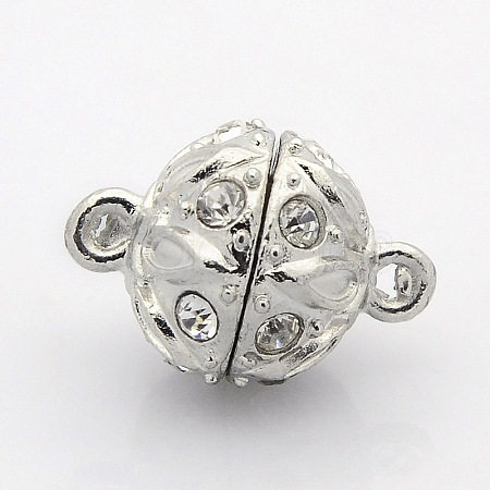 Round Alloy Magnetic Clasps with Loops PALLOY-P076-02-1