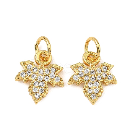 Brass Micro Pave Clear Cubic Zirconia Charms KK-F941-37A-G-1