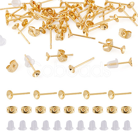 50Pcs Brass Earring Settings KK-TA0008-38C-1